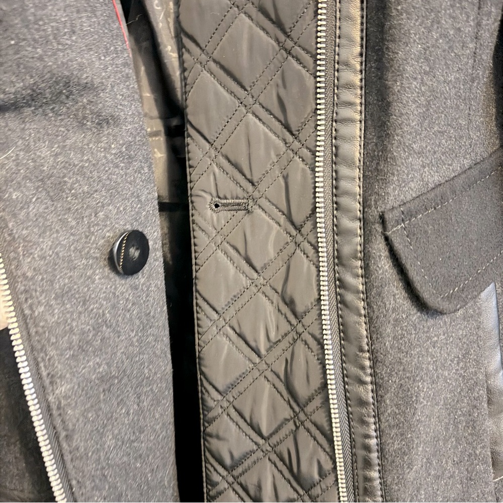 Kensie Women's Wool Blend Full Zip Overcoat Black Faux Leather Accent. S… - Picture 10 of 15